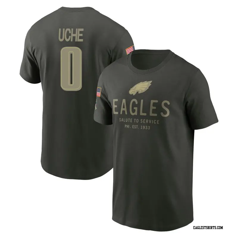 Men's Philadelphia Eagles ＃0 Joshua Uche Forest/Green 2025 Salute to Service Sideline Primary Edge T-Shirt