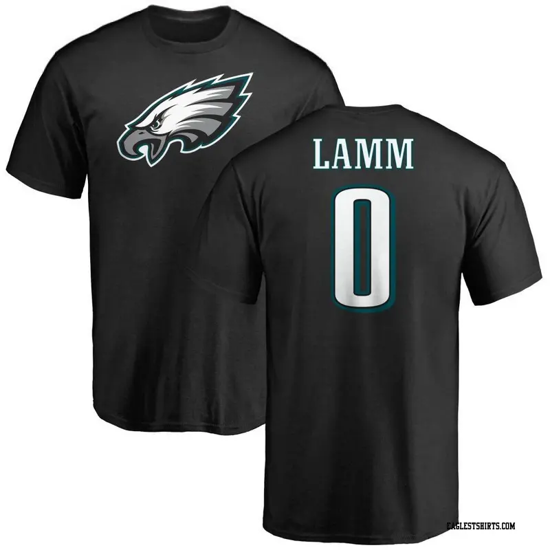 Men's Philadelphia Eagles ＃0 Kendall Lamm Black Name & Number Logo T-Shirt