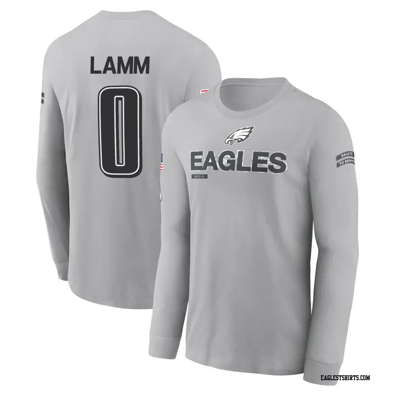 Men's Philadelphia Eagles ＃0 Kendall Lamm Gray 2024 Salute to Service Long Sleeve T-Shirt