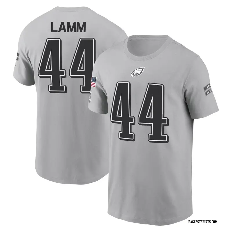 Men's Philadelphia Eagles ＃0 Kendall Lamm Gray 2024 Salute to Service Name & Number T-Shirt