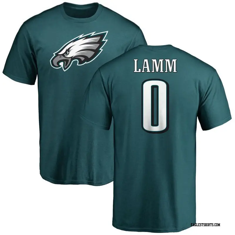 Men's Philadelphia Eagles ＃0 Kendall Lamm Green Name & Number Logo T-Shirt