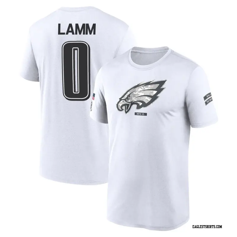 Men's Philadelphia Eagles ＃0 Kendall Lamm White 2024 Salute to Service Performance T-Shirt