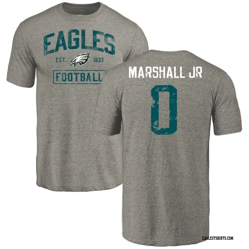 Men's Philadelphia Eagles ＃0 Terrace Marshall Jr. Gray Distressed Name & Number T-Shirt