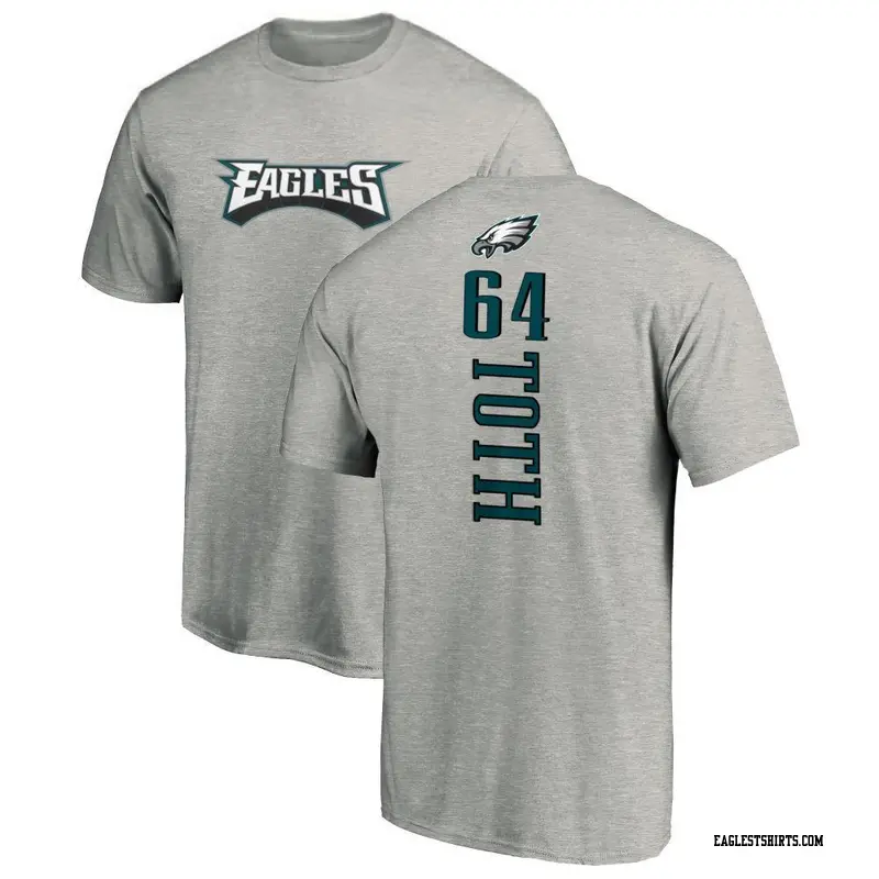 Men's Philadelphia Eagles ＃64 Brett Toth Ash Backer T-Shirt