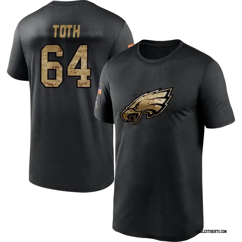 Men's Philadelphia Eagles ＃64 Brett Toth Black 2020 Salute To Service Performance T-Shirt