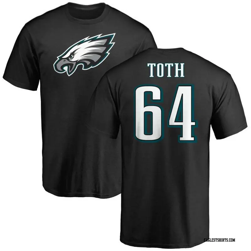 Men's Philadelphia Eagles ＃64 Brett Toth Black Name & Number Logo T-Shirt