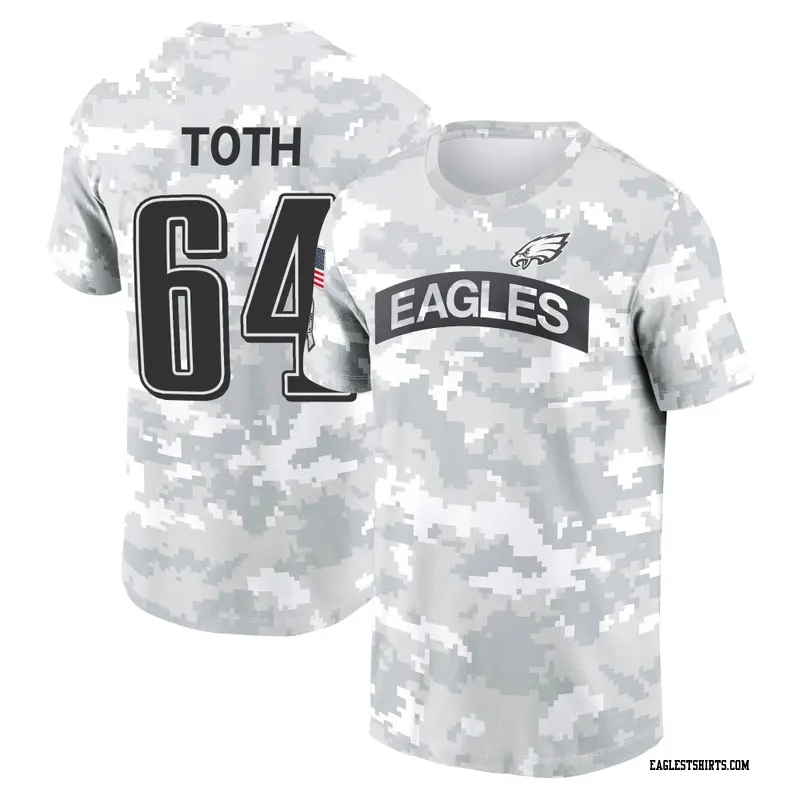 Men's Philadelphia Eagles ＃64 Brett Toth Camo Arctic 2024 Salute to Service Performance T-Shirt