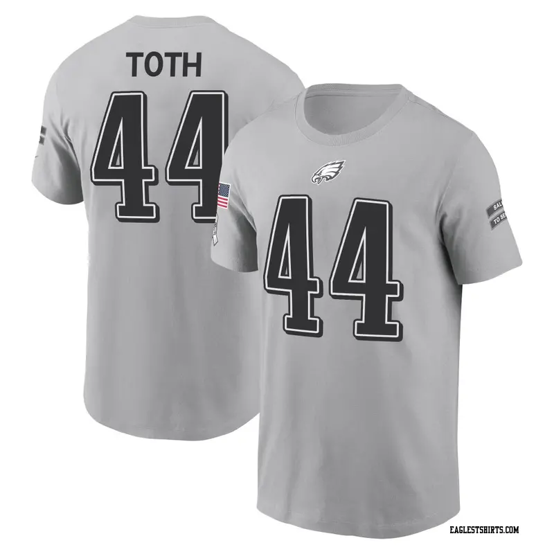 Men's Philadelphia Eagles ＃64 Brett Toth Gray 2024 Salute to Service Name & Number T-Shirt