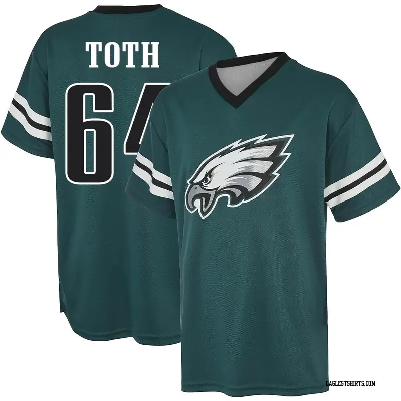 Men's Philadelphia Eagles ＃64 Brett Toth Green Midnight Name & Number Game Day V-Neck T-Shirt