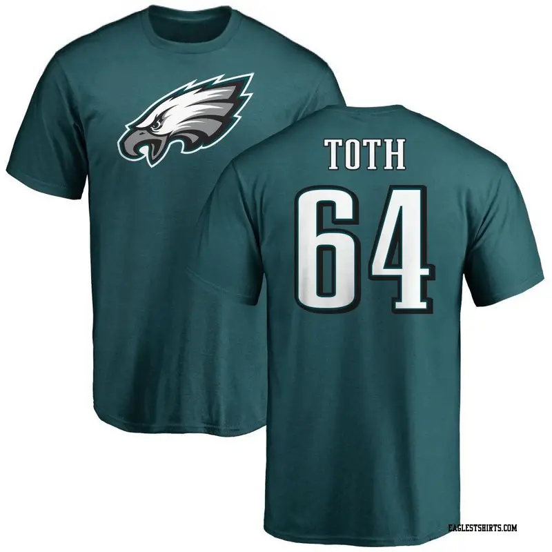 Men's Philadelphia Eagles ＃64 Brett Toth Green Name & Number Logo T-Shirt