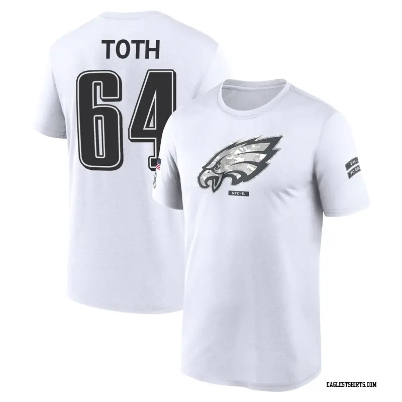 Men's Philadelphia Eagles ＃64 Brett Toth White 2024 Salute to Service Performance T-Shirt