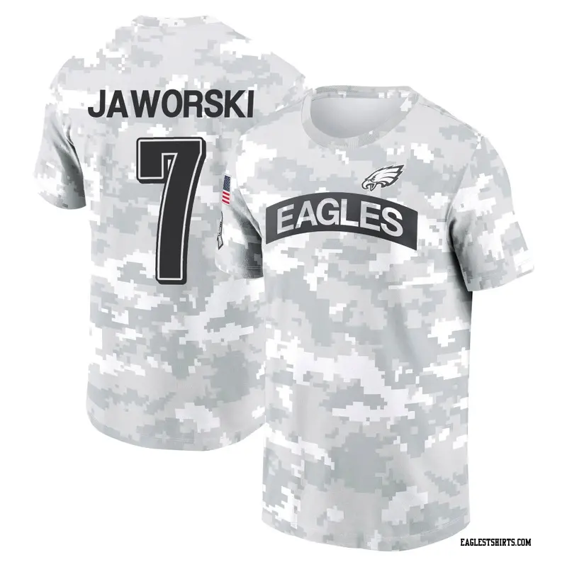 Men's Philadelphia Eagles ＃7 Ron Jaworski Camo Arctic 2024 Salute to Service Performance T-Shirt