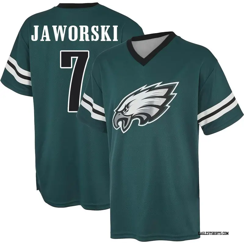 Men's Philadelphia Eagles ＃7 Ron Jaworski Green Midnight Name & Number Game Day V-Neck T-Shirt
