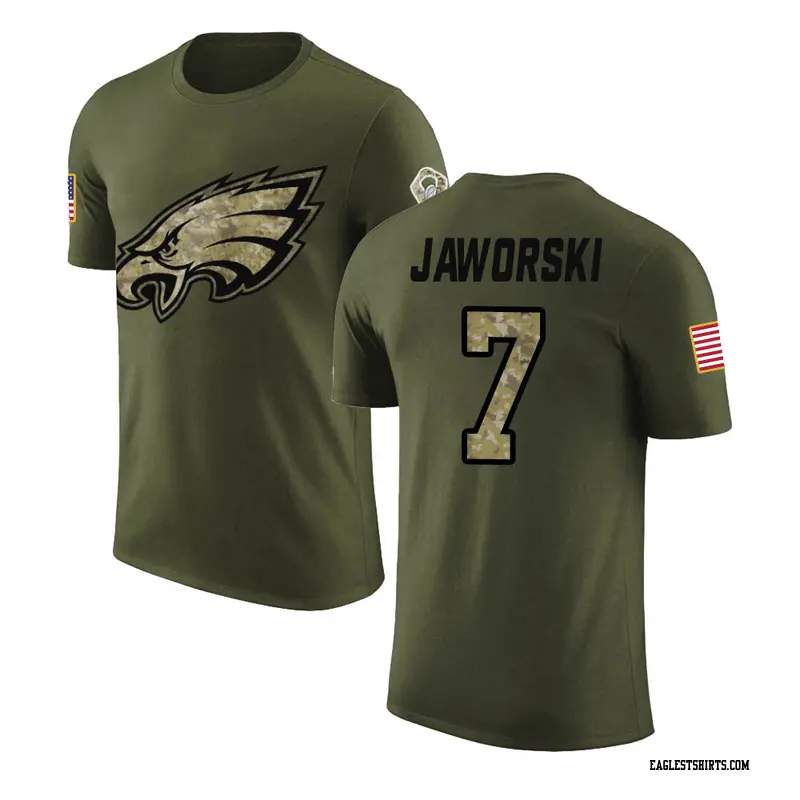 Men's Philadelphia Eagles ＃7 Ron Jaworski Olive Salute to Service T-Shirt