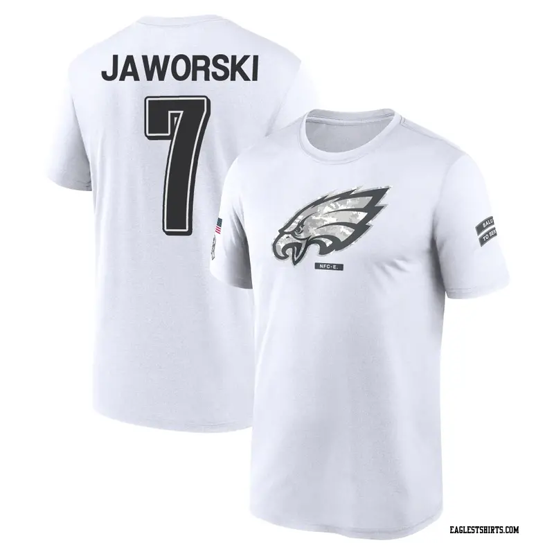 Men's Philadelphia Eagles ＃7 Ron Jaworski White 2024 Salute to Service Performance T-Shirt
