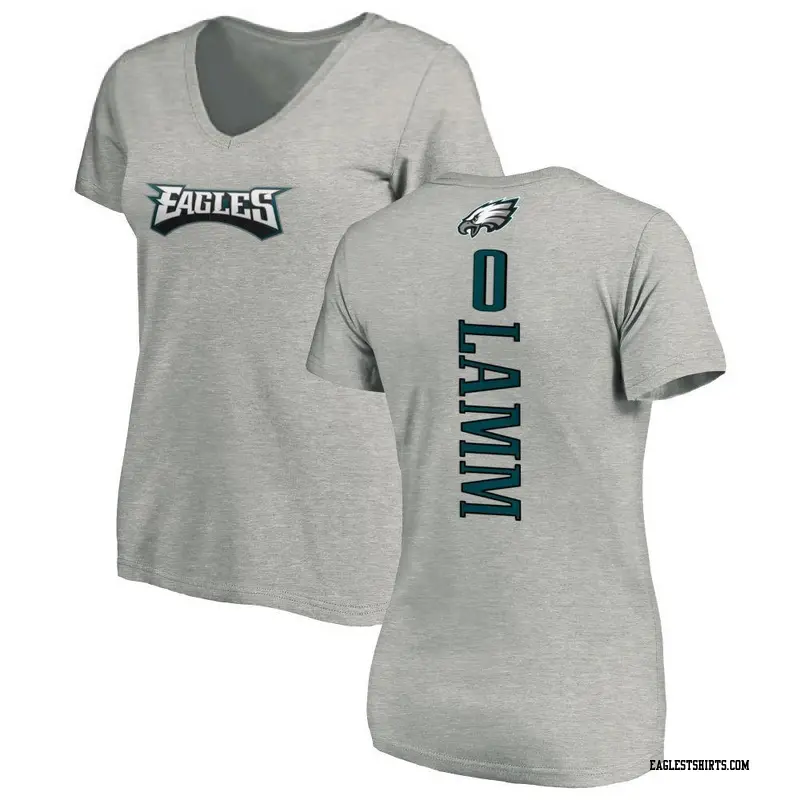 Women's Philadelphia Eagles ＃0 Kendall Lamm Ash Backer V-Neck T-Shirt