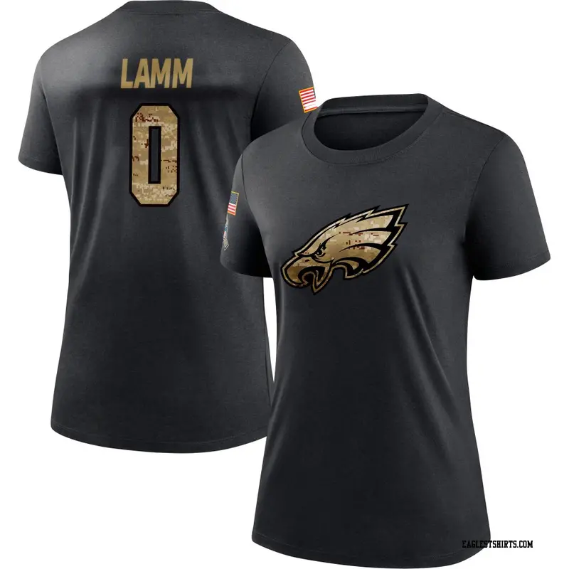 Women's Philadelphia Eagles ＃0 Kendall Lamm Black 2020 Salute To Service Performance T-Shirt