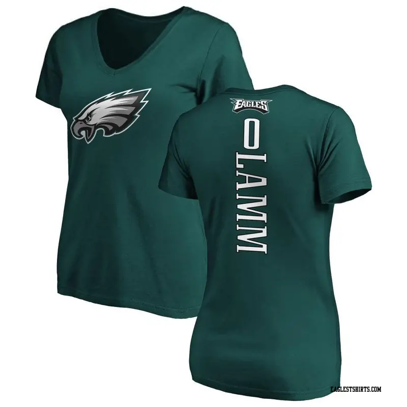 Women's Philadelphia Eagles ＃0 Kendall Lamm Green Backer Slim Fit T-Shirt