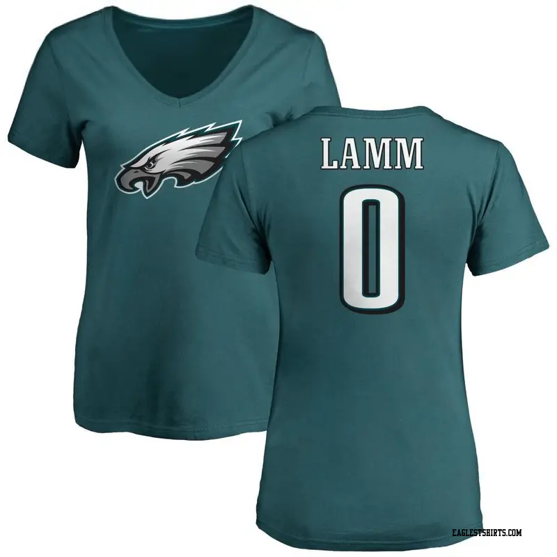 Women's Philadelphia Eagles ＃0 Kendall Lamm Green Name & Number Logo Slim Fit T-Shirt