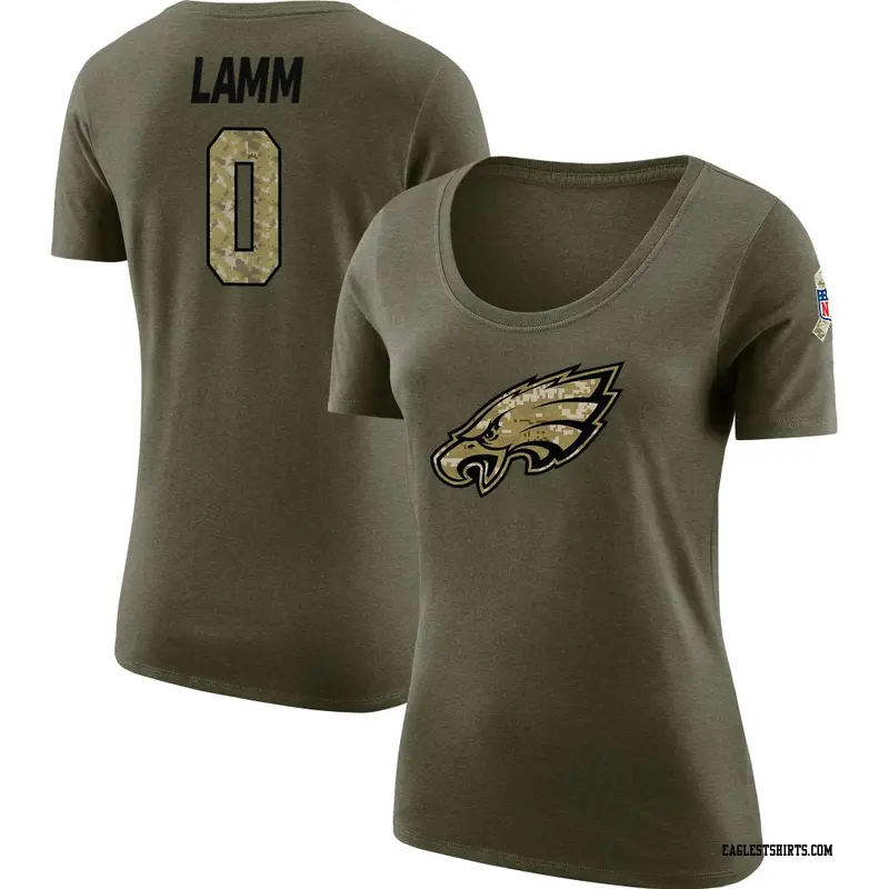 Women's Philadelphia Eagles ＃0 Kendall Lamm Olive Salute to Service Scoop Neck T-Shirt
