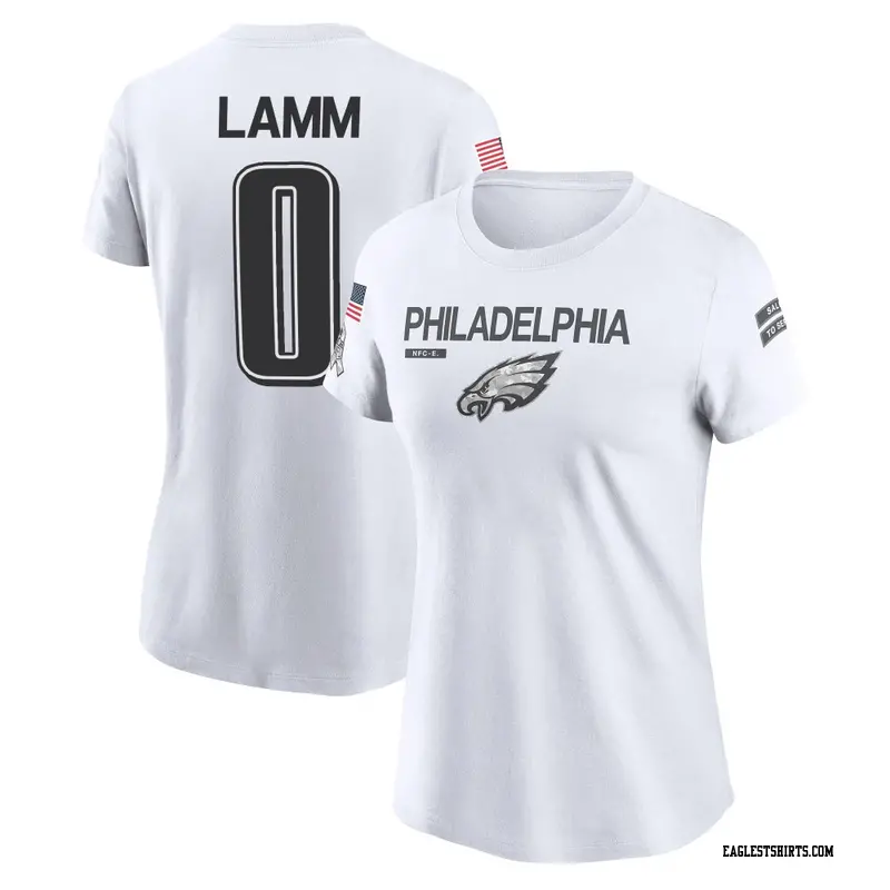 Women's Philadelphia Eagles ＃0 Kendall Lamm White 2024 Salute to Service Performance T-Shirt