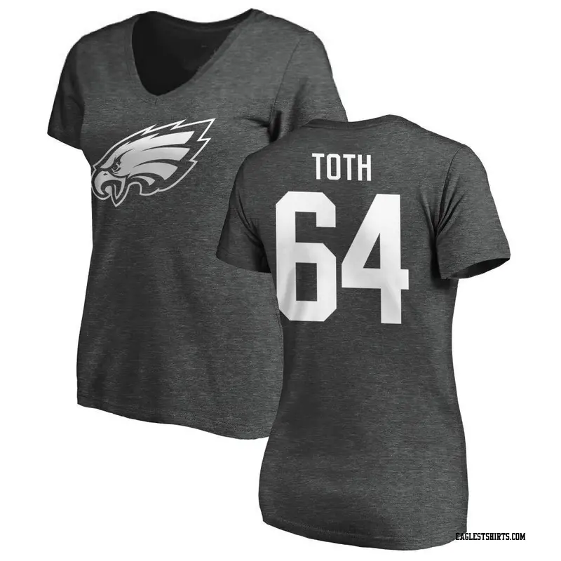 Women's Philadelphia Eagles ＃64 Brett Toth Ash One Color T-Shirt