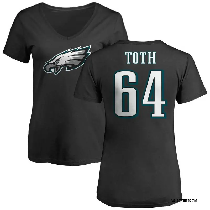 Women's Philadelphia Eagles ＃64 Brett Toth Black Name & Number Logo Slim Fit T-Shirt