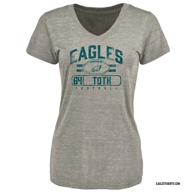 Women's Philadelphia Eagles ＃64 Brett Toth Gray Flanker T-Shirt Heathered