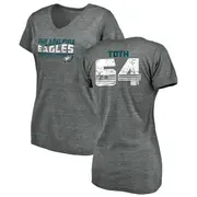 Women's Philadelphia Eagles ＃64 Brett Toth Gray Retro V-Neck T-Shirt Heathered
