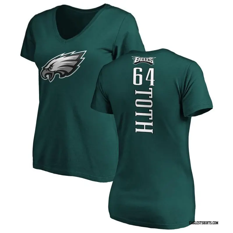 Women's Philadelphia Eagles ＃64 Brett Toth Green Backer Slim Fit T-Shirt