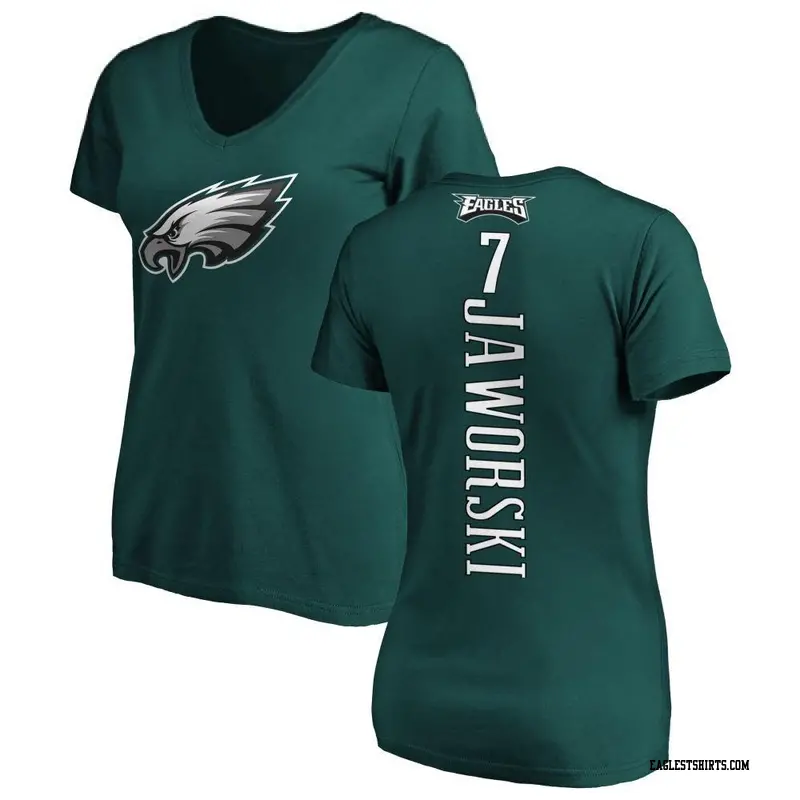 Women's Philadelphia Eagles ＃7 Ron Jaworski Green Backer Slim Fit T-Shirt