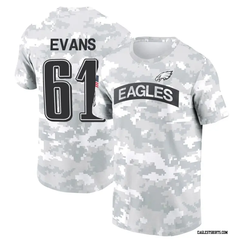 Youth Philadelphia Eagles ＃61 Joe Evans Camo Arctic 2024 Salute to Service Performance T-Shirt
