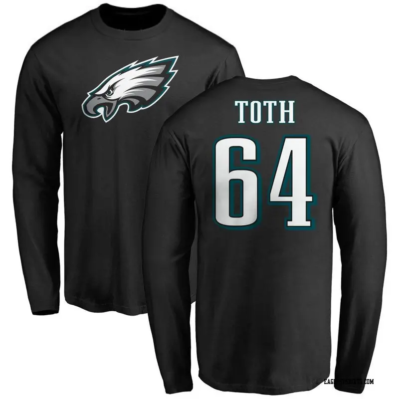 Youth Philadelphia Eagles ＃64 Brett Toth Black Name & Number Logo Long Sleeve T-Shirt